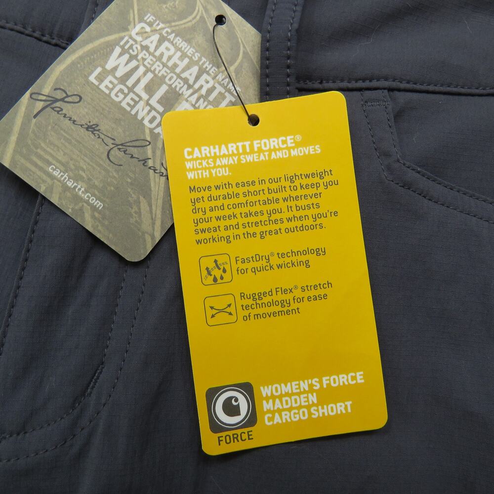 Carhartt Women's Straight Fit Force Madden Cargo Shorts 10 Charcoal Gray - Picture 5 of 9